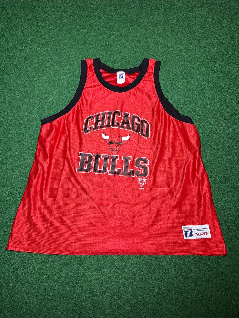 Chicago Bulls Tank Top Vintage Logo 7 90s Jersey XL Red NBA Jordan Basketball